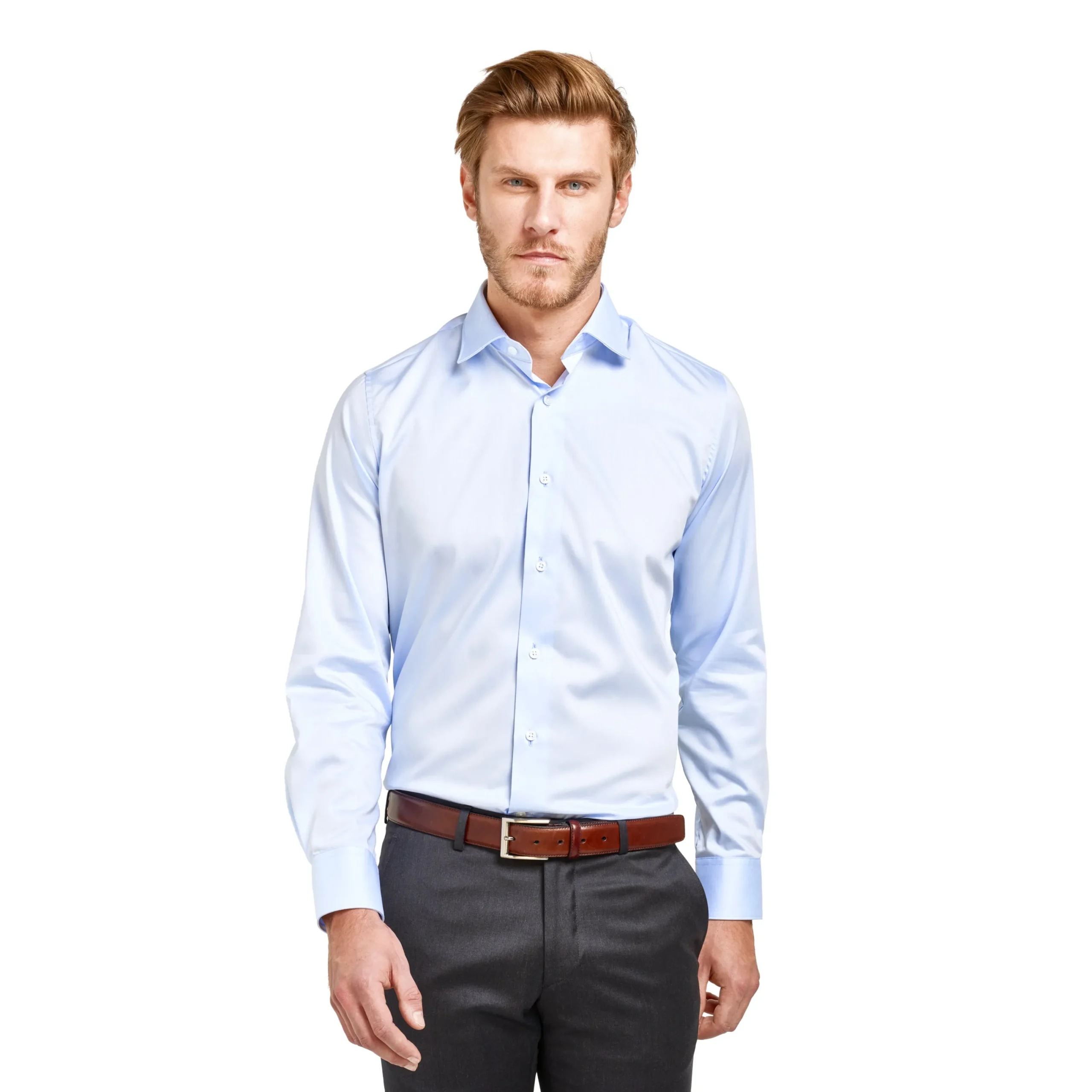 Chemise bleu coupe droite sans repassage 100% coton*LodinG Online