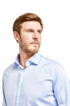 Chemise bleu coupe droite sans repassage 100% coton*LodinG Online
