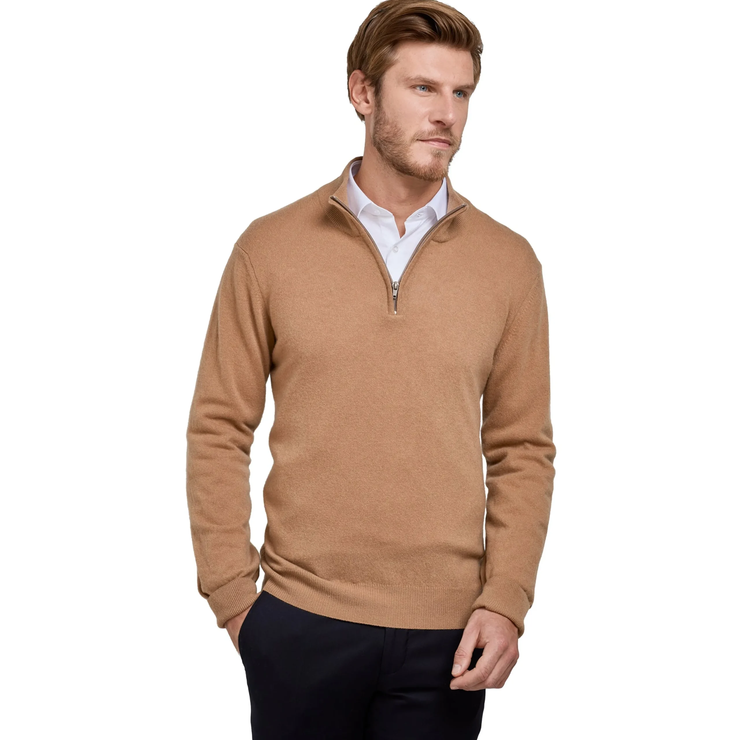 Pull col zip laine Mérinos et cachemire*LodinG Clearance